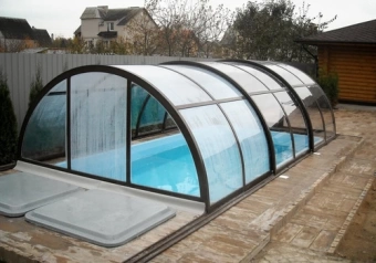 Монтаж композитного бассейна Эри с павильоном, Ивантеевка